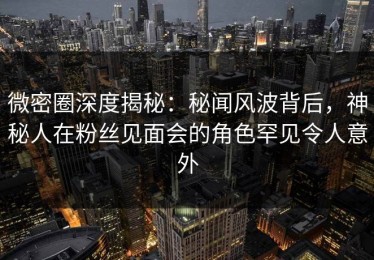 微密圈深度揭秘：秘闻风波背后，神秘人在粉丝见面会的角色罕见令人意外