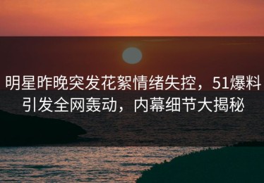明星昨晚突发花絮情绪失控，51爆料引发全网轰动，内幕细节大揭秘