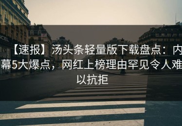 【速报】汤头条轻量版下载盘点：内幕5大爆点，网红上榜理由罕见令人难以抗拒