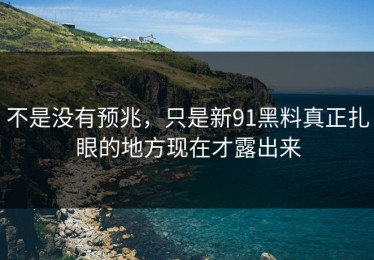 不是没有预兆，只是新91黑料真正扎眼的地方现在才露出来