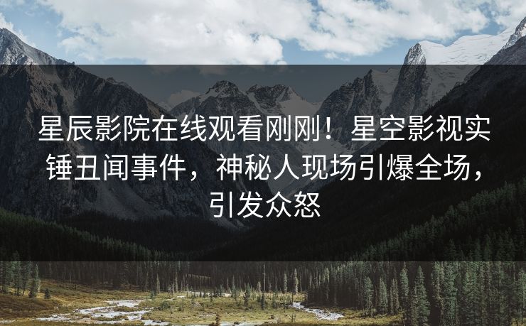 星辰影院在线观看刚刚！星空影视实锤丑闻事件，神秘人现场引爆全场，引发众怒