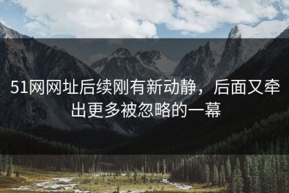 51网网址后续刚有新动静，后面又牵出更多被忽略的一幕