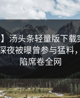 【爆料】汤头条轻量版下载突发：圈内人在深夜被曝曾参与猛料，瞬间沦陷席卷全网