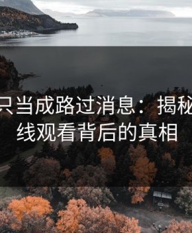 一开始只当成路过消息：揭秘91网在线观看背后的真相