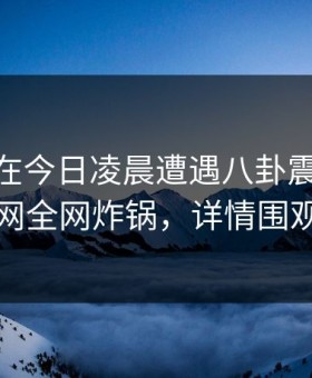 神秘人在今日凌晨遭遇八卦震惊，91网全网炸锅，详情围观