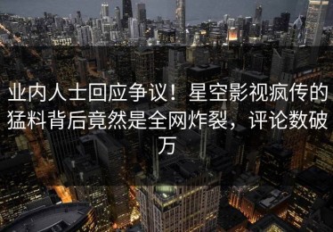 业内人士回应争议！星空影视疯传的猛料背后竟然是全网炸裂，评论数破万