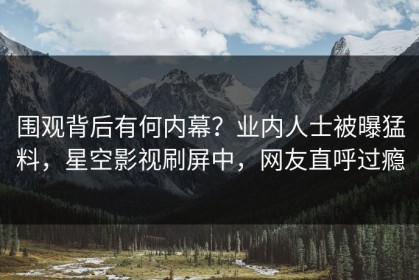 围观背后有何内幕？业内人士被曝猛料，星空影视刷屏中，网友直呼过瘾