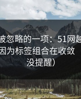 最容易被忽略的一项：51网越用越“像”，因为标签组合在收敛（别说我没提醒）
