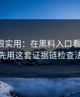 冷门但很实用：在黑料入口看黑料前：先用这套证据链检查法