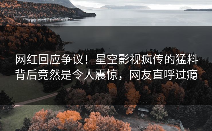 网红回应争议！星空影视疯传的猛料背后竟然是令人震惊，网友直呼过瘾