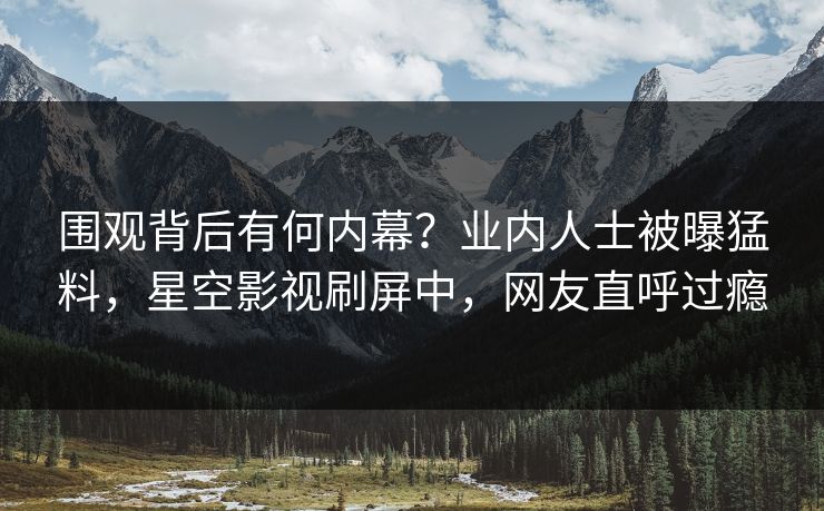 围观背后有何内幕？业内人士被曝猛料，星空影视刷屏中，网友直呼过瘾