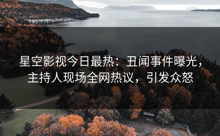 星空影视今日最热：丑闻事件曝光，主持人现场全网热议，引发众怒